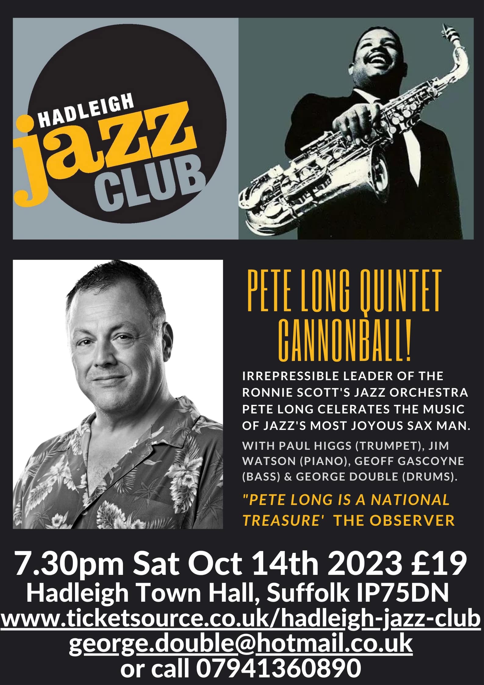 Hadleigh Jazz Club October 14th & London Trip