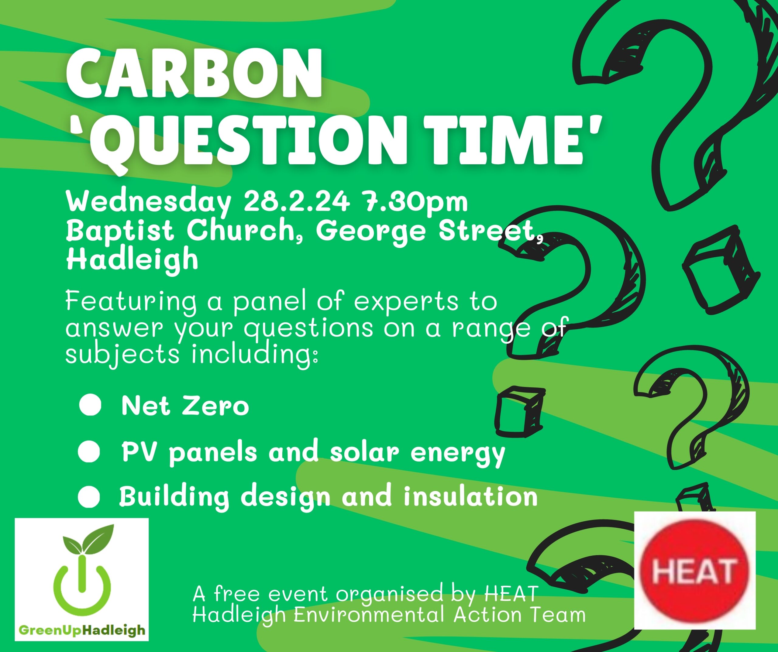 Carbon Question Time event at the Baptist Church on George Street Hadleigh